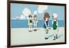 Children on the Beach, Wanting to Make Friends But Feeling a Bit Shy-A. Bertiglia-Framed Art Print