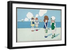 Children on the Beach, Wanting to Make Friends But Feeling a Bit Shy-A. Bertiglia-Framed Art Print