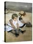 Children on the Beach-Mary Cassatt-Stretched Canvas