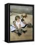 Children on the Beach-Mary Cassatt-Framed Stretched Canvas