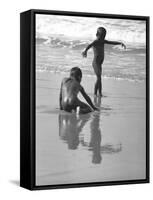 Children, One in Zorba-Like Dancing Pose at Versova Beach-null-Framed Stretched Canvas