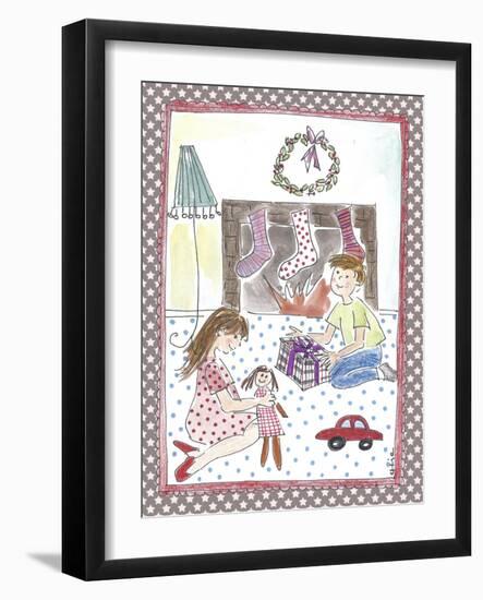 Children Opening Christmas Gifts-Effie Zafiropoulou-Framed Giclee Print