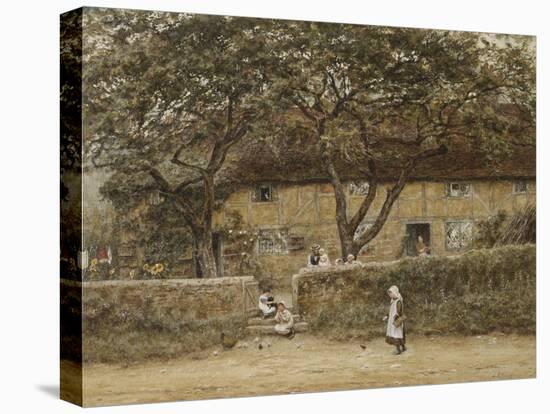 Children Outside a Cottage-Helen Allingham-Stretched Canvas
