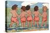 Children Paddling and Looking Out to Sea-Hilda Dix Sandford-Stretched Canvas