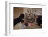 Children Peeking around Corner at Christmas Tree-William P. Gottlieb-Framed Premium Photographic Print