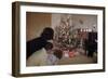 Children Peeking around Corner at Christmas Tree-William P. Gottlieb-Framed Photographic Print