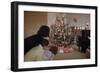 Children Peeking around Corner at Christmas Tree-William P. Gottlieb-Framed Photographic Print