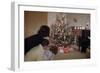 Children Peeking around Corner at Christmas Tree-William P. Gottlieb-Framed Photographic Print