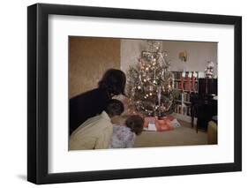 Children Peeking around Corner at Christmas Tree-William P. Gottlieb-Framed Photographic Print