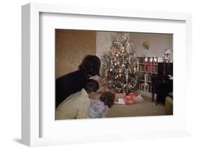 Children Peeking around Corner at Christmas Tree-William P. Gottlieb-Framed Photographic Print