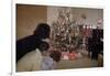 Children Peeking around Corner at Christmas Tree-William P. Gottlieb-Framed Photographic Print