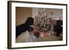 Children Peeking around Corner at Christmas Tree-William P. Gottlieb-Framed Photographic Print