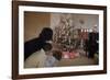 Children Peeking around Corner at Christmas Tree-William P. Gottlieb-Framed Photographic Print