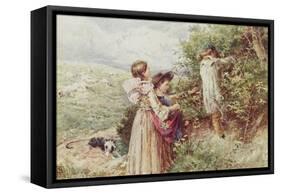 Children Picking Blackberries-Myles Birket Foster-Framed Stretched Canvas