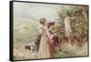 Children Picking Blackberries-Myles Birket Foster-Framed Stretched Canvas