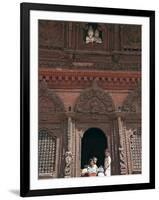 Children Play Beneath the Figures of Shiva and Parvati at a Temple in Durbar Square, Nepal-Don Smith-Framed Photographic Print