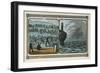 Children Play Games at School Recess; Seascape with Ship in Fog Off a Lighthouse-Charles Butler-Framed Art Print