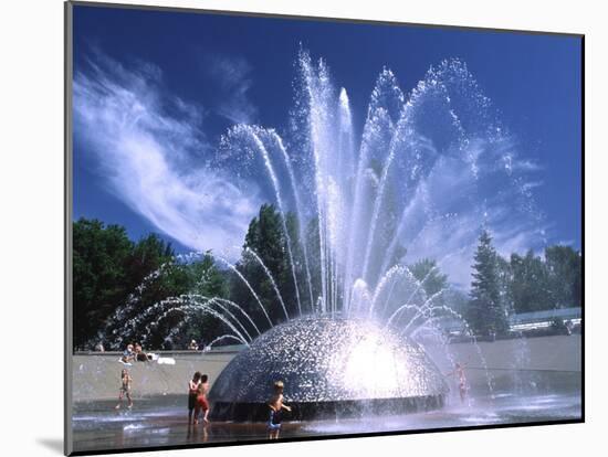 Children Play in the International Fountain of Seattle Center, Seattle, Washington, USA-Charles Crust-Mounted Premium Photographic Print