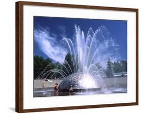 Children Play in the International Fountain of Seattle Center, Seattle, Washington, USA-Charles Crust-Framed Photographic Print