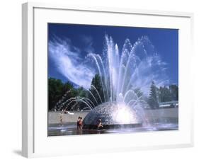 Children Play in the International Fountain of Seattle Center, Seattle, Washington, USA-Charles Crust-Framed Photographic Print