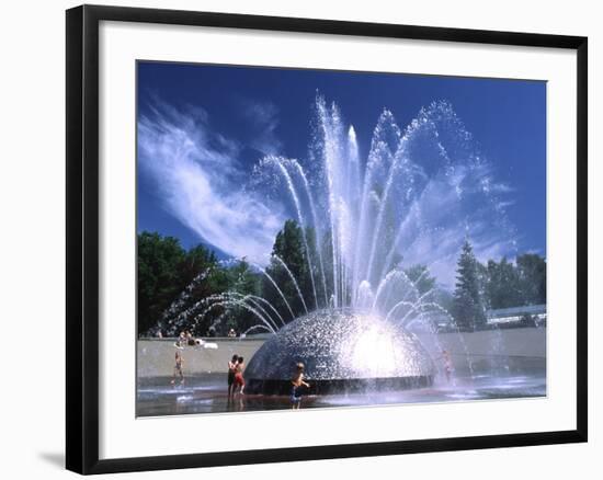 Children Play in the International Fountain of Seattle Center, Seattle, Washington, USA-Charles Crust-Framed Photographic Print