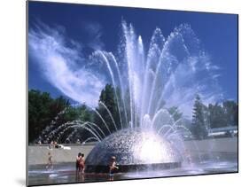 Children Play in the International Fountain of Seattle Center, Seattle, Washington, USA-Charles Crust-Mounted Photographic Print