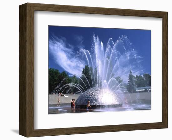 Children Play in the International Fountain of Seattle Center, Seattle, Washington, USA-Charles Crust-Framed Photographic Print