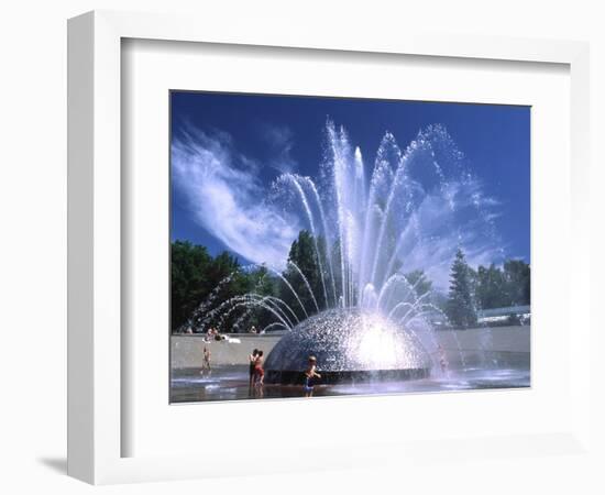 Children Play in the International Fountain of Seattle Center, Seattle, Washington, USA-Charles Crust-Framed Photographic Print