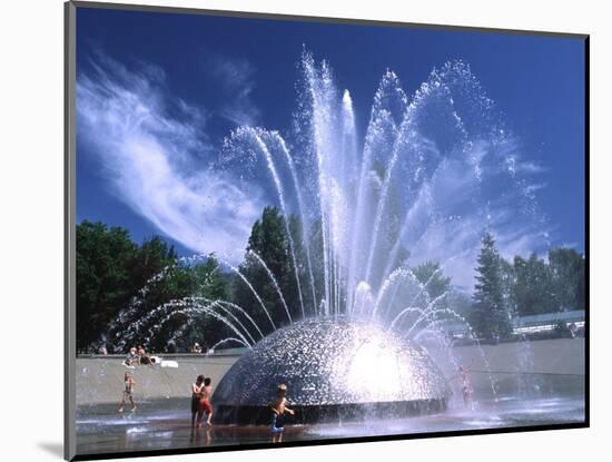 Children Play in the International Fountain of Seattle Center, Seattle, Washington, USA-Charles Crust-Mounted Photographic Print