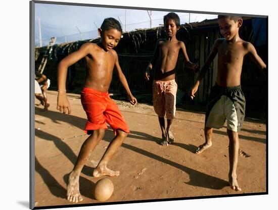 Children Play Soccer at a Shelter in the City Maraba-null-Mounted Photographic Print