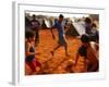 Children Play Soccer Between Tents Placed on a Dusty Lot-null-Framed Photographic Print