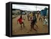 Children Play Soccer in an Impoverished Street in Lagos, Nigeria-null-Framed Stretched Canvas