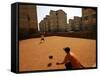 Children Play Soccer in Novo Mundo Slum, in Sao Paulo, Brazil-null-Framed Stretched Canvas