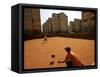 Children Play Soccer in Novo Mundo Slum, in Sao Paulo, Brazil-null-Framed Stretched Canvas