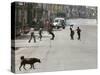 Children Play Soccer on a Deserted Street of Katmandu, Nepal-null-Stretched Canvas