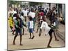 Children Play Soccer on a Monrovian Street-null-Mounted Photographic Print