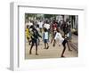 Children Play Soccer on a Monrovian Street-null-Framed Photographic Print