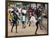 Children Play Soccer on a Monrovian Street-null-Framed Photographic Print