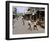 Children Play Soccer on One of the Streets of the Business District of Lagos-null-Framed Premium Photographic Print