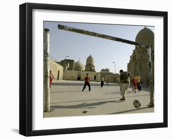 Children Play Soccer-null-Framed Premium Photographic Print