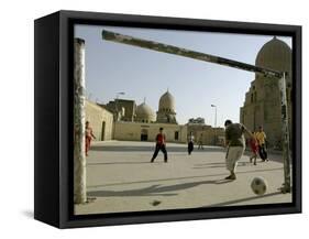 Children Play Soccer-null-Framed Stretched Canvas