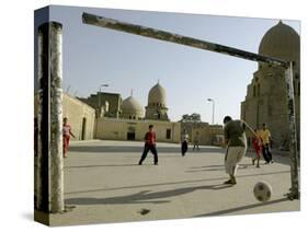 Children Play Soccer-null-Stretched Canvas