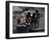 Children Play with a Suitcase Near a Camp for People Displaced by the Earthquake in Port-Au-Prince-null-Framed Photographic Print