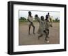 Children Play with Homemade Soccer Balls Made from Discarded Medical Gloves-null-Framed Photographic Print