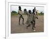 Children Play with Homemade Soccer Balls Made from Discarded Medical Gloves-null-Framed Photographic Print