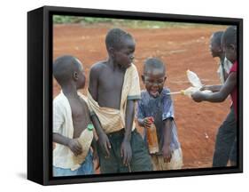 Children Play with Water Near a Zimbabwean Movement for Democratic Change (MDC) Election Rally-null-Framed Stretched Canvas