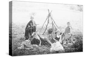 Children Playing Being Indians-null-Stretched Canvas