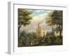 Children Playing Blind Man's Buff in Front of Chapel in Budapest, Hungary 19th Century-null-Framed Giclee Print