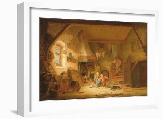 Children Playing by a Cottage Fire, 1641-Isack van Ostade-Framed Giclee Print