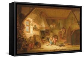 Children Playing by a Cottage Fire, 1641-Isack van Ostade-Framed Stretched Canvas